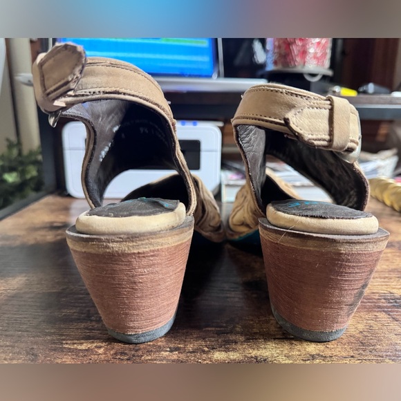 Lane Boots Robin Floral Cutout Leather Slingback Western Mules Size 9.5 - Picture 11 of 14